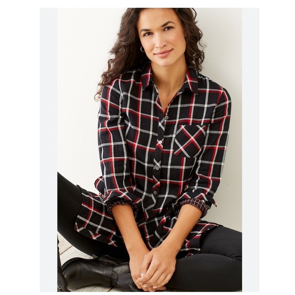J. Jill Tops - J. Jill Perfect Plaid Double Cloth Long Tunic